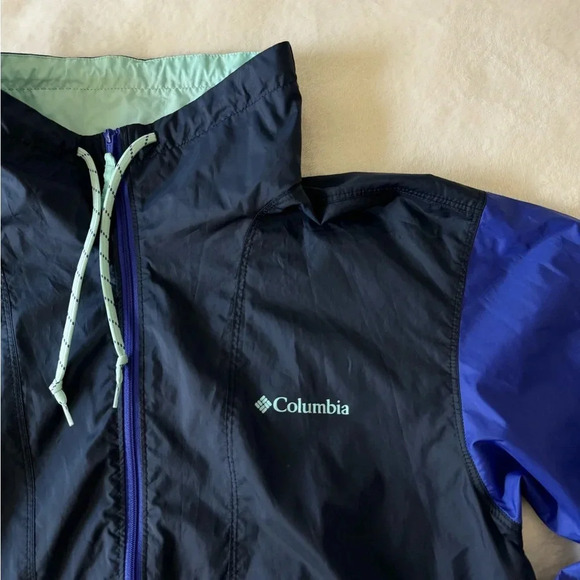 columbia lightweight blue navy breathable full zip jacket windbreaker women’s m - Picture 3 of 10